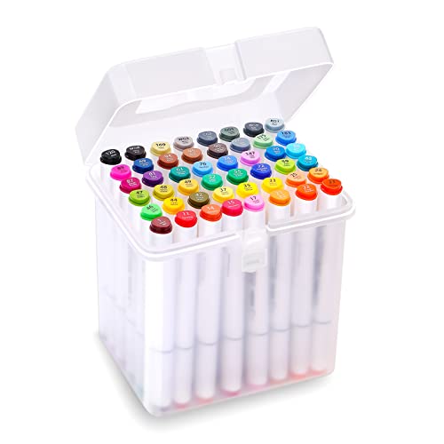 Waschbar Marker Stifte set mit 48 Farben doppelseitige Design Farbspitze Marker Set für Kindergarten Studenten/Kunstler zum Skizzieren Kalligraphieren Zeichnen Comics von Cumay