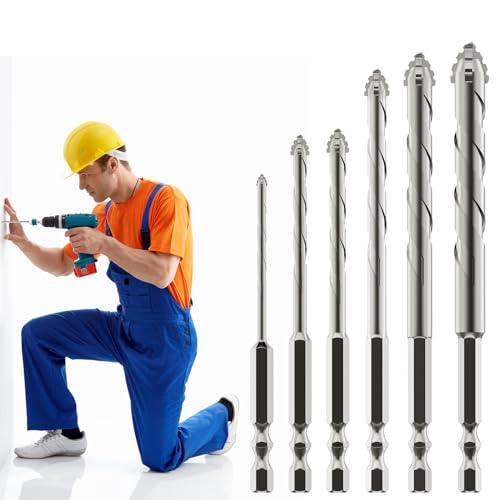 Sägezahnbohrer Set, 6-Teiliger 4 Schneidiger Exzenterbohrer 4/5/6/8/10/12, Hohe Härte Power Bit Bohrer für Elektrische Bohrmaschine, für Beton, Glas, Keramik, Holz Sägezahnbohrer Set, 6-Teiliger 4 Schneidiger Exzenterbohrer 4/5/6/8/10/12, Hohe Härte Power Bit Bohrer für Elektrische Bohrmaschine, für Beton, Glas, Keramik, Holz von Cumdel
