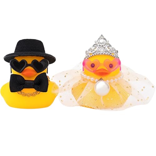 2 Stück Quietscheente, Gummiente für Hochzeiten, Quietscheenten für Braut und Bräutigam Geschenk, Souvenir, Heiratssegen, Wohndeko von Cumnvulnt