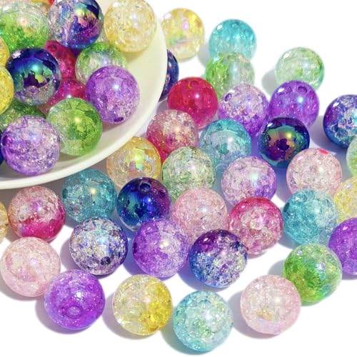 Cuncuny Runde facettierte Acrylperle in Perlen, zum Selbermachen, lose Perlen, Basteln, Verzierung, verschiedene Farben (gemischte Farben, AB-plattierte Risse) von Cuncuny