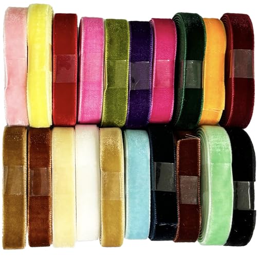 Cuncuny Samtband für Urlaub, Party, Weihnachten, Hochzeit, handgefertigt, Basteln, Dekoration, Verpackung, Samtband (gemischte Farben, 10 mm) von Cuncuny