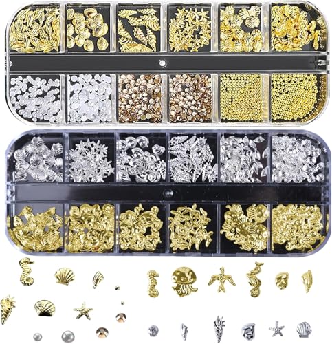 3D-Nagelanhänger, Gold/Silber, Nagelschmuck, Strasssteine, 3D-Ozean-Nagelstecker, Seestern, Muschel, Seepferdchen, Metall, Nagelanhänger für Frauen und Mädchen, Nagelkunst, DIY-Zubehör 3D-Nagelanhänger, Gold/Silber, Nagelschmuck, Strasssteine, 3D-Ozean-Nagelstecker, Seestern, Muschel, Seepferdchen, Metall, Nagelanhänger für Frauen und Mädchen, Nagelkunst, DIY-Zubehör von Cunegra