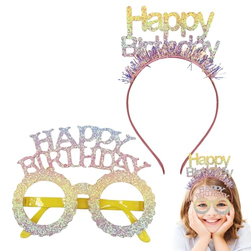 Cunegra 2 Stück Geburtstagszubehör inklusive Stirnband und Brille, Happy Birthday Stirnband, Prinzessinnenkönigin, Geburtstagsparty-Dekorationen für Mädchen und Frauen Cunegra 2 Stück Geburtstagszubehör inklusive Stirnband und Brille, Happy Birthday Stirnband, Prinzessinnenkönigin, Geburtstagsparty-Dekorationen für Mädchen und Frauen von Cunegra