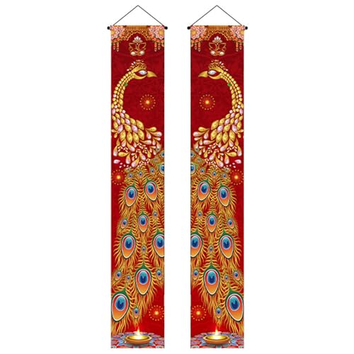 Cunlvyyds Diwali Bannerdekorationen 1 Paar 71 x 12 Zoll Pfauen Diwali Dekor Veranda Schild Hängende Puja -Dekorationen für Zuhause, Dekor Cunlvyyds Diwali Bannerdekorationen 1 Paar 71 x 12 Zoll Pfauen Diwali Dekor Veranda Schild Hängende Puja -Dekorationen für Zuhause, Dekor von Cunlvyyds