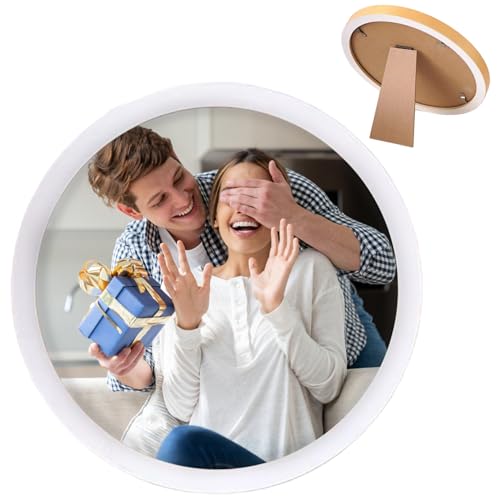 Cunlvyyds Runder Bilderrahmen, weißer Holz-Fotorahmen mit Glasabdeckung zum Aufhängen oder als Tisch-Fotohalter für 14-Zoll-Bilder zu Hause, im Büro, im Hotel. Cunlvyyds Runder Bilderrahmen, weißer Holz-Fotorahmen mit Glasabdeckung zum Aufhängen oder als Tisch-Fotohalter für 14-Zoll-Bilder zu Hause, im Büro, im Hotel. von Cunlvyyds