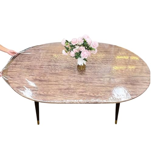 Ovale, maßgeschneiderte Tischdecke, wasserdicht, ölbeständig, transparent, Tischdeckenschutz mit elastischer, leicht zu reinigender Kunststoff-Tischdecke für ovale Tische mit den Maßen 122 x 182 cm. von Cunlvyyds
