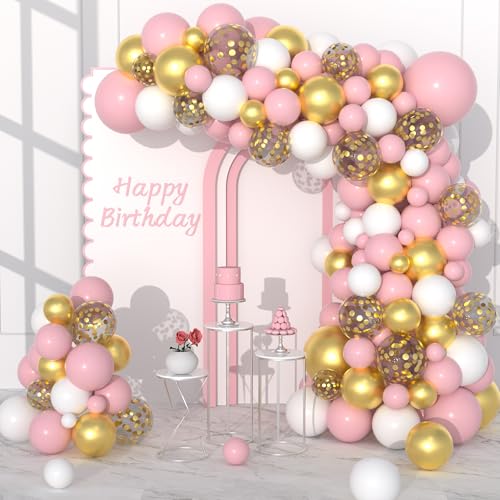 Rosa und Weiß Luftballons Bogen Kit, 142 Stück Hellrosa Metallic Gold Konfetti Ballons für Frauen Mädchen Hochzeit Geburtstag Babyparty Geschlecht Enthüllung Jahrestag Verlobung Party Dekoration Rosa und Weiß Luftballons Bogen Kit, 142 Stück Hellrosa Metallic Gold Konfetti Ballons für Frauen Mädchen Hochzeit Geburtstag Babyparty Geschlecht Enthüllung Jahrestag Verlobung Party Dekoration von Cunnikku