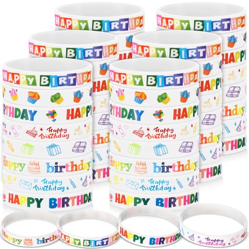 Cunno Gummi-Armbänder, bunt, Silikon, dehnbar, für Geburtstag, Klassenzimmer, Geschenke für Kinder, Studenten, Lehrer, Belohnung, Schulanfang, Party, Gastgeschenke, Klassenzimmerbedarf, Weiß, 60 Stück von Cunno