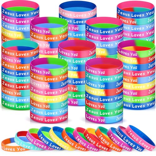 Cunno Silikon-Armbänder mit Aufschrift "Jesus Loves You", 12 Stile, bunt, christlich, religiöse, inspirierende Armbänder, Kirchengeschenke für Männer, Frauen, Teenager, Erwachsene, Schule, Party von Cunno
