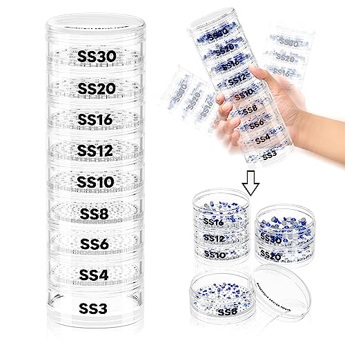 CUPOITA Strass Sorter Tower - Stapelbarer Streuturm zum Trennen von Strasssteinen nach Größe, SS3 bis SS30 von Cupoita