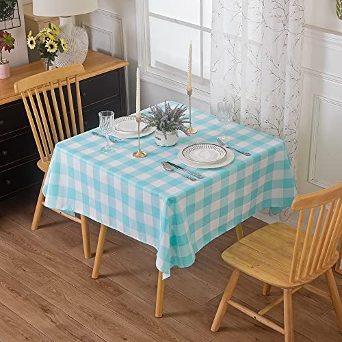 Cupuamon Quadratische karierte Tischdecke, für den Außenbereich, wasserdicht und Ölflecken-Prävention, Tischdecke für Pinics und Partys (Aqua und Weiß, 54 x 54, 2 Stück) von Cupuamon