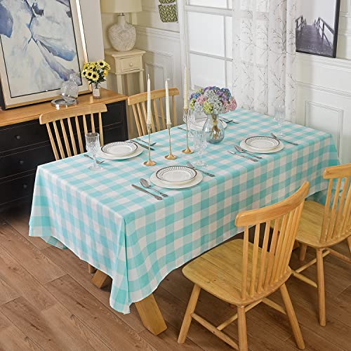 Cupuamon Rechteckige karierte Tischdecke, für den Außenbereich, wasserdicht und Ölflecken-Prävention, Tischdecke für Pinics und Partys (Aqua und Weiß, 60 x 84, 2 Stück) von Cupuamon