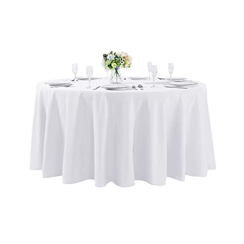 Runde Tischdecke, waschbar, Polyester, 335 cm, Weiß von Cupuamon