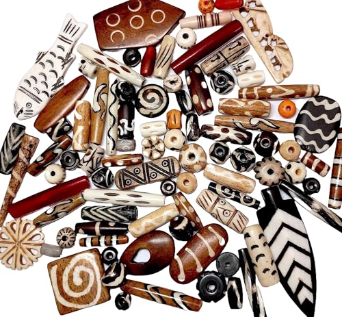 Bone Perlen, von Hand hergestellt – 76 Plus Stück, sortiert, Fast alle in Paar, Extras Bone Perlen, von Hand hergestellt – 76 Plus Stück, sortiert, Fast alle in Paar, Extras von Curious Designs