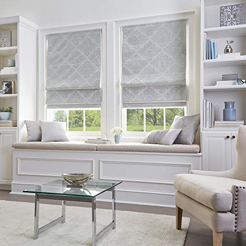 Curtainworks Damast-Fensterschirm, 78,7 cm B x 162,6 cm L, silberfarben Curtainworks Damast-Fensterschirm, 78,7 cm B x 162,6 cm L, silberfarben von Curtainworks