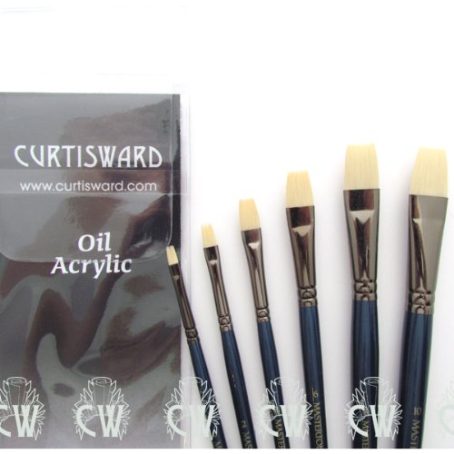 Pack Mastertouch Öl & Acryl flache Borsten-Pinsel-Set, 6er-Pack von Curtisward