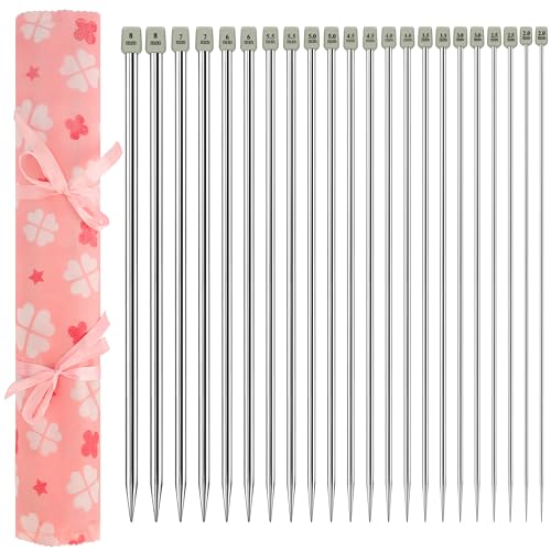 Curtzy 22er-Pack Aluminium Stricknadeln - Stricknadel Set mit 35cm Nadellänge - Einspitzige lange gerade Nadeln 2-8mm - 11 Größen 2 von jeder Größe - für Anfänger und Experten Curtzy 22er-Pack Aluminium Stricknadeln - Stricknadel Set mit 35cm Nadellänge - Einspitzige lange gerade Nadeln 2-8mm - 11 Größen 2 von jeder Größe - für Anfänger und Experten von Curtzy