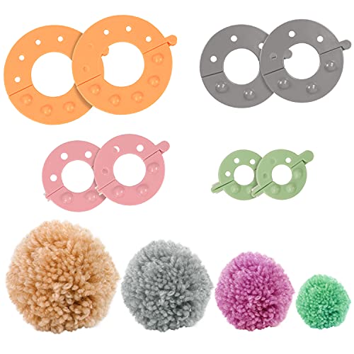 Curtzy Plastik Pompom Maker Set (4Stk) – 4 Größen 3,5/5,5/7/9cm Pompom Maker Wiederverwendbar – DIY Bommel Maker zum Pompoms Basteln Kinder & Erwachsene, Pompon Maker Puschel Basteln mit Wolle & Garn von Curtzy