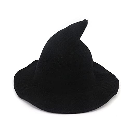 Cusghjbsg Hexenhut für Erwachsene und Kinder, kreativer Spire-Wollstrick, Eimerkappe, faltbar, breiter Rand, Zauberer-Kappe, exquisit, lustig, Halloween, Cosplay, Hut (Baumwollgarn, schwarz Cusghjbsg Hexenhut für Erwachsene und Kinder, kreativer Spire-Wollstrick, Eimerkappe, faltbar, breiter Rand, Zauberer-Kappe, exquisit, lustig, Halloween, Cosplay, Hut (Baumwollgarn, schwarz von Cusghjbsg