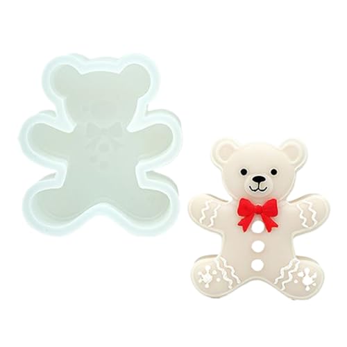 Cushangty Weihnachten Silikonformen Für Harz - Bastelformen Lebkuchenbär Form,Antihaft Backform Einfaches Entformen für Fondant Schokolade Kerzenwachs Cupcake Deko von Cushangty