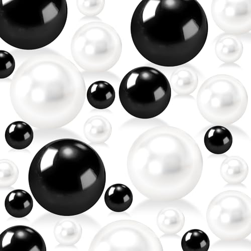 255 Stück schwarze und weiße Vasenfüller-Perlen für Tafelaufsätze, ohne Loch, Kunstperlen für Vasen, Füller, Dekoration, 8/14/18 mm, Perlen für Hochzeit, Zuhause, Geburtstag, Party, Kerzendekoration 255 Stück schwarze und weiße Vasenfüller-Perlen für Tafelaufsätze, ohne Loch, Kunstperlen für Vasen, Füller, Dekoration, 8/14/18 mm, Perlen für Hochzeit, Zuhause, Geburtstag, Party, Kerzendekoration von Cusmation