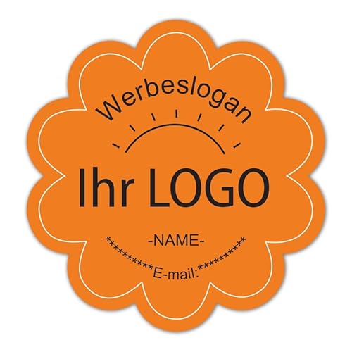 CUSMIZ Logo Sticker - Aufkleber Selbst Gestalten, Personalisierte Aufkleber für Firmenlogos, Hochzeiten, Partys, Festivals, 100 Stk Aufkleber in verschiedenen Formen und Größen - Blütenform CUSMIZ Logo Sticker - Aufkleber Selbst Gestalten, Personalisierte Aufkleber für Firmenlogos, Hochzeiten, Partys, Festivals, 100 Stk Aufkleber in verschiedenen Formen und Größen - Blütenform von Cusmiz