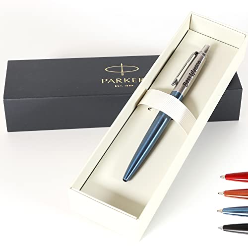 Personalisierter Parker Jotter Bond Street Kugelschreiber Stift + Geschenkbox | Schaffen Sie ein ganz einzigartiges Geschenk | Lasergravur - blau von CustomDesign.Shop
