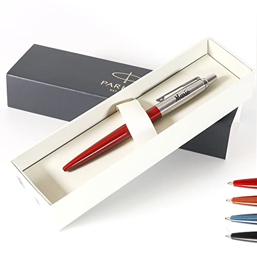 Personalisierter Parker Jotter Bond Street Kugelschreiber Stift + Geschenkbox | Schaffen Sie ein ganz einzigartiges Geschenk | Lasergravur - rot von CustomDesign.Shop