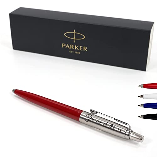 Personalisierter Parker Jotter Kugelschreiber Stift + Geschenkbox | Schaffen Sie ein ganz einzigartiges Geschenk | Lasergravur - Rot von CustomDesign.Shop
