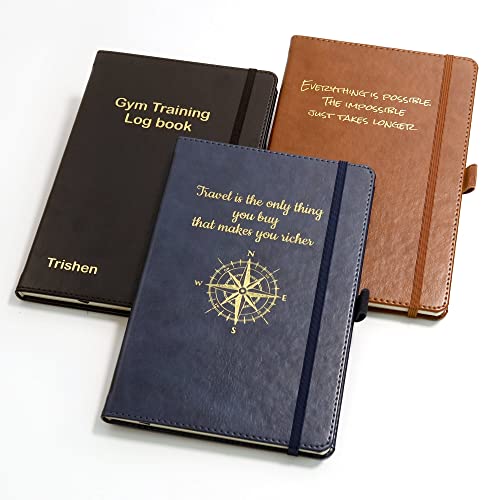 Personalisiertes Hardcover-Notizbuch Tagebuch | Goldene Prägung, A5 Notizblock - Blau von CustomDesign.Shop