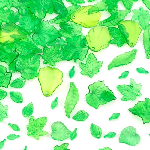 CustomyLife 300 Stück grüne Blattperlen, transparente Blatt-Anhänger zur Schmuckherstellung, Acrylperlen für Anhänger, Ohrringe, Halsketten, Fußkettchen, Schmuckherstellung CustomyLife 300 Stück grüne Blattperlen, transparente Blatt-Anhänger zur Schmuckherstellung, Acrylperlen für Anhänger, Ohrringe, Halsketten, Fußkettchen, Schmuckherstellung von CustomyLife