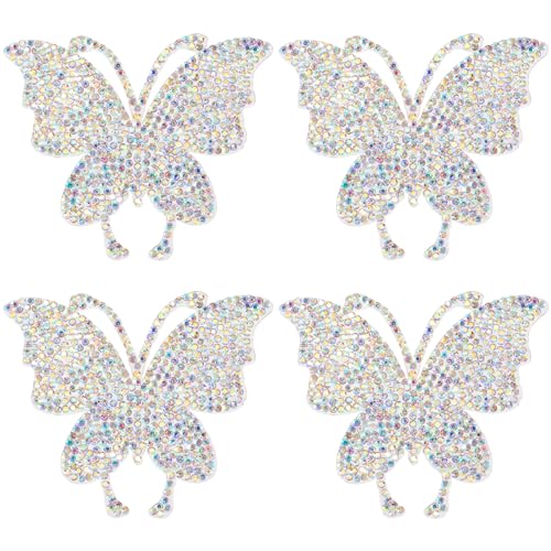 CustomyLife 4 x Strass-Schmetterling-Flicken zum Aufnähen / Aufbügeln mit Perlen, glitzernde Kleidung, Reparaturflicken für Kleid, Rock, Jeans, Jacke, Hose, Pullover, Hut, Schuhe, Tasche, DIY Handwerk CustomyLife 4 x Strass-Schmetterling-Flicken zum Aufnähen / Aufbügeln mit Perlen, glitzernde Kleidung, Reparaturflicken für Kleid, Rock, Jeans, Jacke, Hose, Pullover, Hut, Schuhe, Tasche, DIY Handwerk von CustomyLife