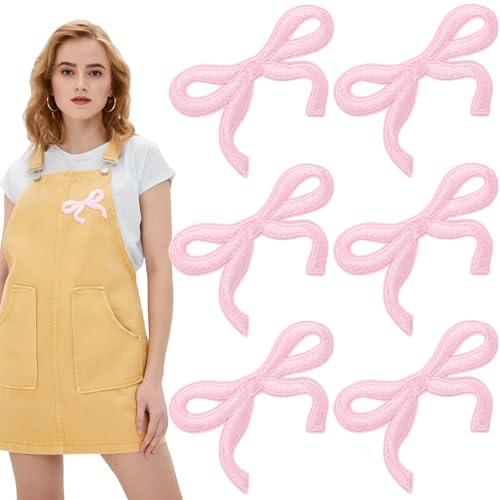 CustomyLife 6 x Schleifen-Aufnäher zum Aufbügeln, niedliche Schleife, bestickte Applikationen, zum Aufnähen, dekorativer Aufnäher, Nähzubehör für Kleidung, Hüte, Taschen, Jacken, Jeans, Hellrosa CustomyLife 6 x Schleifen-Aufnäher zum Aufbügeln, niedliche Schleife, bestickte Applikationen, zum Aufnähen, dekorativer Aufnäher, Nähzubehör für Kleidung, Hüte, Taschen, Jacken, Jeans, Hellrosa von CustomyLife