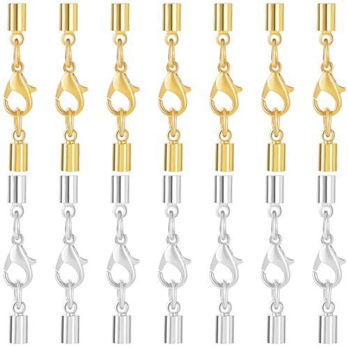 CustomyLife Kordel-Endkappen mit Karabinerverschluss, Zinklegierung, Kordelendverschlüsse mit Verschluss, 3 mm ID für DIY-Schmuckherstellung, Halsketten, Armbänder, 14 Sets von CustomyLife