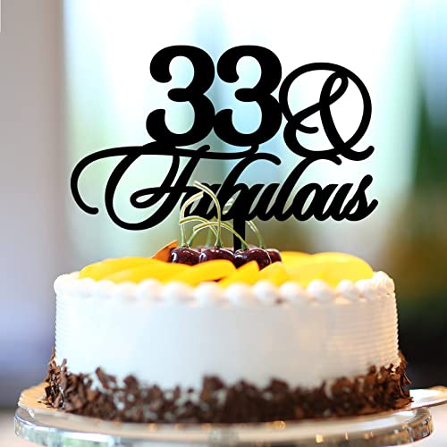 33 & Fabulous Cake Toppers 33rd Happy Birthday Cake Topper Acryl Schwarz 33 Jahre alt Happy Birthday Dekorationen Personalisieren Name jedes Alter Nummer 33. Jahrestag Geburtstag Andenken Geschenke von CustonCares