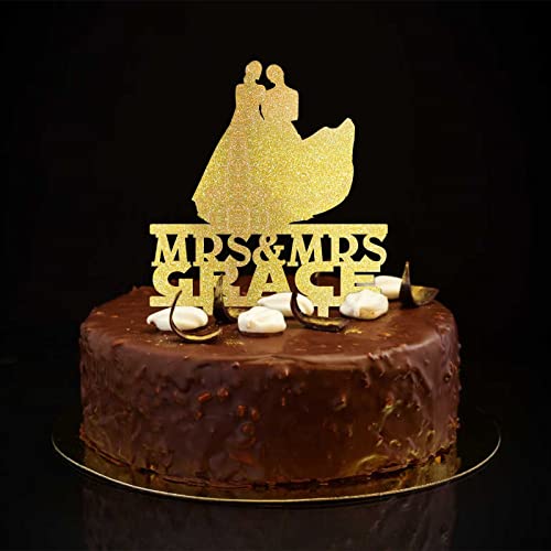 Braut-Hochzeitstortenaufsätze, individueller Name, Hochzeitsdatum, Retro, 2 Bräute, Hochzeitstortenaufsätze, Silhouette, LGBTQ, Hochzeitstortendekoration, Hochzeitsgeschenke, Glitzer, Gold Braut-Hochzeitstortenaufsätze, individueller Name, Hochzeitsdatum, Retro, 2 Bräute, Hochzeitstortenaufsätze, Silhouette, LGBTQ, Hochzeitstortendekoration, Hochzeitsgeschenke, Glitzer, Gold von CustonCares
