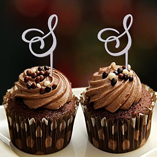 Cupcake-Topper, Monogramm, Buchstabe S, Initiale, Nachname, Glitzer, Silber, für Hochzeit, Brautparty, Kuchendekorationen, romantisches Geweih, Pfeil, Blume, Rose, Buchstaben-Design, Farbe von CustonCares