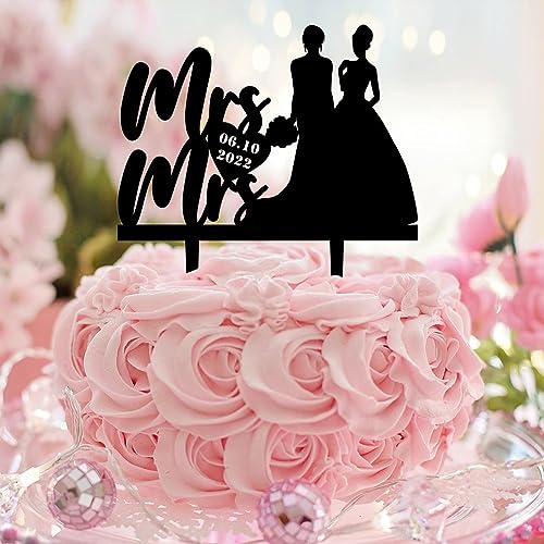 Cupcake-Topper "Mrs And Mrs" Braut und Braut, lesbischer Geburtstag, Kuchenaufsatz für Geschlecht, Hochzeitsdekoration, personalisierbar, elegant, LGBT, Ehe, Union, Acryl, Schwarz Cupcake-Topper "Mrs And Mrs" Braut und Braut, lesbischer Geburtstag, Kuchenaufsatz für Geschlecht, Hochzeitsdekoration, personalisierbar, elegant, LGBT, Ehe, Union, Acryl, Schwarz von CustonCares