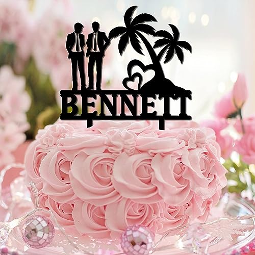 Cupcake-Topper für Paare mit Aufschrift "Mr & Mr", tropisches Paar, LGBTQ+, Cupcake-Topper für Geburtstag, Jubiläum, Kuchendekorationen, personalisierbar, wiederverwendbar, Palme, Hawaii, Strand, Cupcake-Topper für Paare mit Aufschrift "Mr & Mr", tropisches Paar, LGBTQ+, Cupcake-Topper für Geburtstag, Jubiläum, Kuchendekorationen, personalisierbar, wiederverwendbar, Palme, Hawaii, Strand, von CustonCares