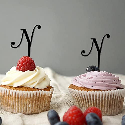 Cupcake-Topper mit Initial N, Einzelbuchstabe, Monogramm, Name für Hochzeit, Verlobung, Party, romantischer Lorbeerkranz, individuell, jedes erste Geburtstagsgeschenk, 6 Stück Cupcake-Topper mit Initial N, Einzelbuchstabe, Monogramm, Name für Hochzeit, Verlobung, Party, romantischer Lorbeerkranz, individuell, jedes erste Geburtstagsgeschenk, 6 Stück von CustonCares