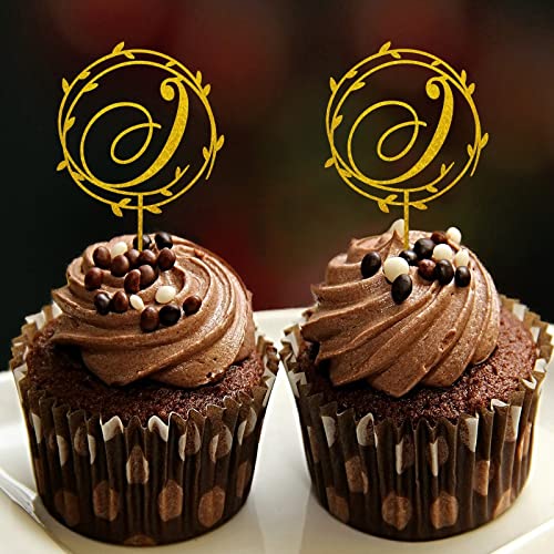 Cupcake-Topper mit Initiale J, Einzelbuchstabe, Monogramm, Name, Blumenkranz, lustig, für Hochzeit, Verlobung, Party, Dekoration, wiederverwendbar, personalisierbar, 26 Buchstaben Cupcake-Topper mit Initiale J, Einzelbuchstabe, Monogramm, Name, Blumenkranz, lustig, für Hochzeit, Verlobung, Party, Dekoration, wiederverwendbar, personalisierbar, 26 Buchstaben von CustonCares