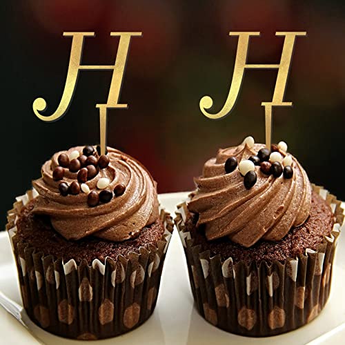 Cupcake-Topper mit Monogramm-Buchstabe H, Initiale, Einzelbuchstabe, Name für Hochzeitstag, Partyzubehör, romantisches Geweih, Pfeil, Blume, Rose, individuell, jede Initiale Verlobung, Geschenke, 6 Cupcake-Topper mit Monogramm-Buchstabe H, Initiale, Einzelbuchstabe, Name für Hochzeitstag, Partyzubehör, romantisches Geweih, Pfeil, Blume, Rose, individuell, jede Initiale Verlobung, Geschenke, 6 von CustonCares