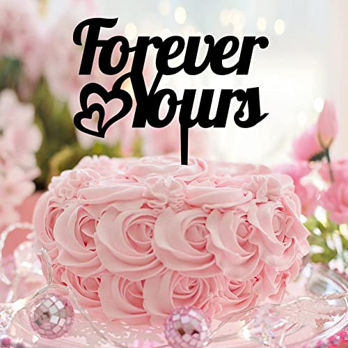 Forever Yours Zitat Mr and Mrs, rustikale Hochzeits- und Verlobungs-Kuchendekoration, Acryl, schwarz, personalisierbar, für Brautparty, Junggesellinnenabschied, Hochzeitsdekoration von CustonCares