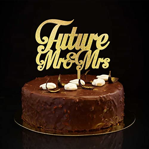 Future Tortenaufsatz "Mr & Mrs", glitzernd, goldfarben, personalisierbar, für Hochzeit, Verlobung, Party, Verlobungsgeschenk für Paare von CustonCares