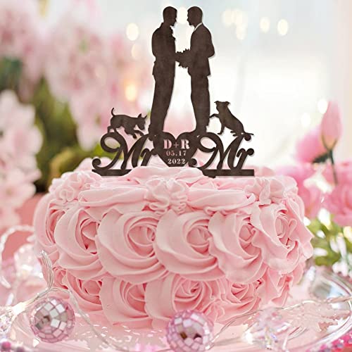 Hochzeitstortenaufsatz "Mr and Mr" aus Holz, Silhouette mit Hund, Katze, Bräutigam und Bräutigam, Retro-Hochzeitstortenaufsatz, LGBTQ, Hochzeitsdekorationen, personalisierbar, Gay-Hochzeit Hochzeitstortenaufsatz "Mr and Mr" aus Holz, Silhouette mit Hund, Katze, Bräutigam und Bräutigam, Retro-Hochzeitstortenaufsatz, LGBTQ, Hochzeitsdekorationen, personalisierbar, Gay-Hochzeit von CustonCares