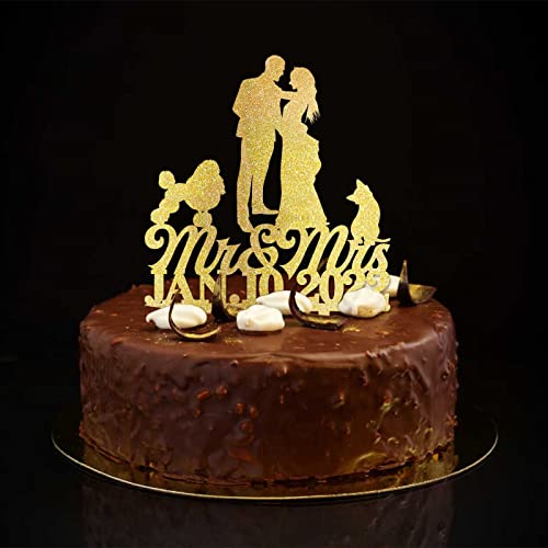 Hochzeitstortenaufsatz "Mr and Mrs" mit Hund und Katze, Silhouette, personalisierbar, Hochzeitsdatum, rustikale Braut- und Bräutigam-Topper für Brautparty, Junggesellinnenabschied, Dekorationen Hochzeitstortenaufsatz "Mr and Mrs" mit Hund und Katze, Silhouette, personalisierbar, Hochzeitsdatum, rustikale Braut- und Bräutigam-Topper für Brautparty, Junggesellinnenabschied, Dekorationen von CustonCares