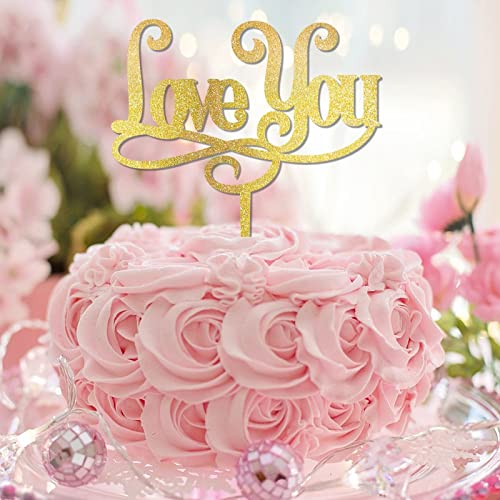 Love You Tortenaufsatz, personalisierbar, glitzernd, goldfarben, "Mr & Mrs", romantische Kuchendekoration für Hochzeit, Verlobung, Party, Verlobung, Geschenke für Paare Love You Tortenaufsatz, personalisierbar, glitzernd, goldfarben, "Mr & Mrs", romantische Kuchendekoration für Hochzeit, Verlobung, Party, Verlobung, Geschenke für Paare von CustonCares