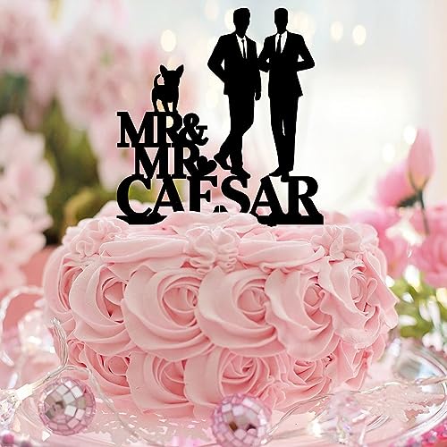 Mr & Mr Cake Topper Funny Hearts Gay Name Birthday Cake Topper Love Is Love Monogramm Acrylic Black Bridal Shower Gender Reveal Decoration Supplies Decorative Gifts for Girls Men von CustonCares