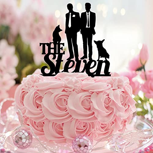 Mr & Mr Hochzeitstortenaufsatz mit Hund und Katze, Silhouette, romantisch, individueller Name, Datum, zwei Bräutigam, Tortenaufsatz, zwei Männer, Hochzeit, Verlobung, Party, Dekoration, Liebe, Schwul Mr & Mr Hochzeitstortenaufsatz mit Hund und Katze, Silhouette, romantisch, individueller Name, Datum, zwei Bräutigam, Tortenaufsatz, zwei Männer, Hochzeit, Verlobung, Party, Dekoration, Liebe, Schwul von CustonCares