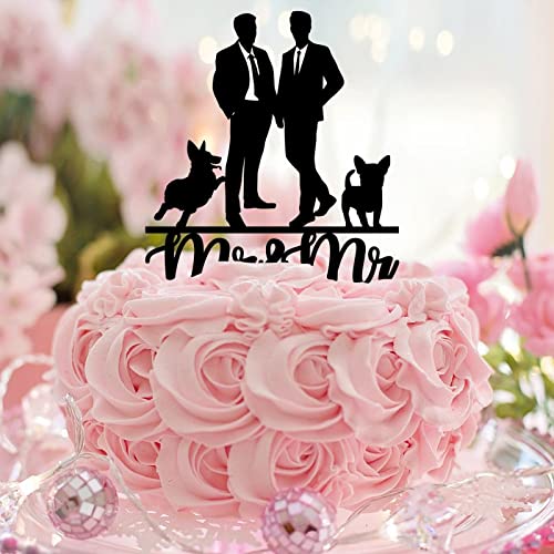Mr & Mr Tortenaufsatz, Acryl, schwarz, mit Hund, Katze, Liebe, schwules männliches Paar, Romantik, Hochzeitstortendekoration, Silhouette, Hochzeitstortendekoration, personalisierbare Paare, Namen Mr & Mr Tortenaufsatz, Acryl, schwarz, mit Hund, Katze, Liebe, schwules männliches Paar, Romantik, Hochzeitstortendekoration, Silhouette, Hochzeitstortendekoration, personalisierbare Paare, Namen von CustonCares